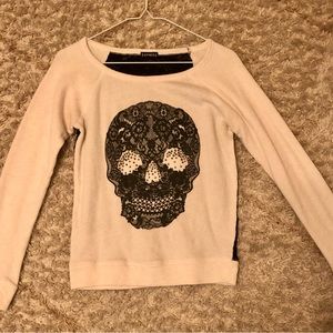 Express Bedazzled Skull Sweater